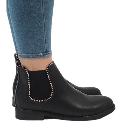 Stivali neri isolati con fascia elastica 1003-PA nero