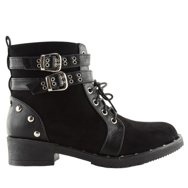 Stivaletti stringati neri L3382 Nero