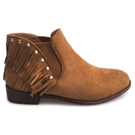 Stivali Boho traforati Frange 3576 Camel marrone