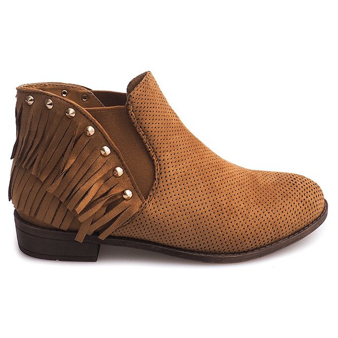 Stivali Boho traforati Frange 3576 Camel marrone