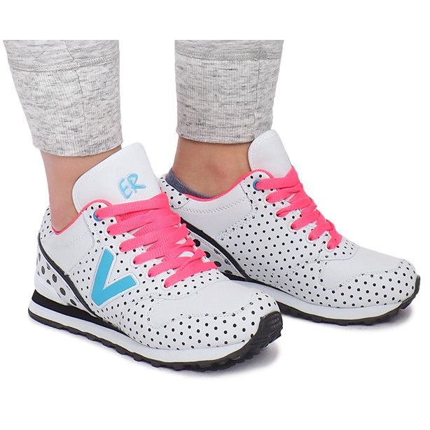 Sneakers sportive B1573-4 Bianco bianca nero multicolore
