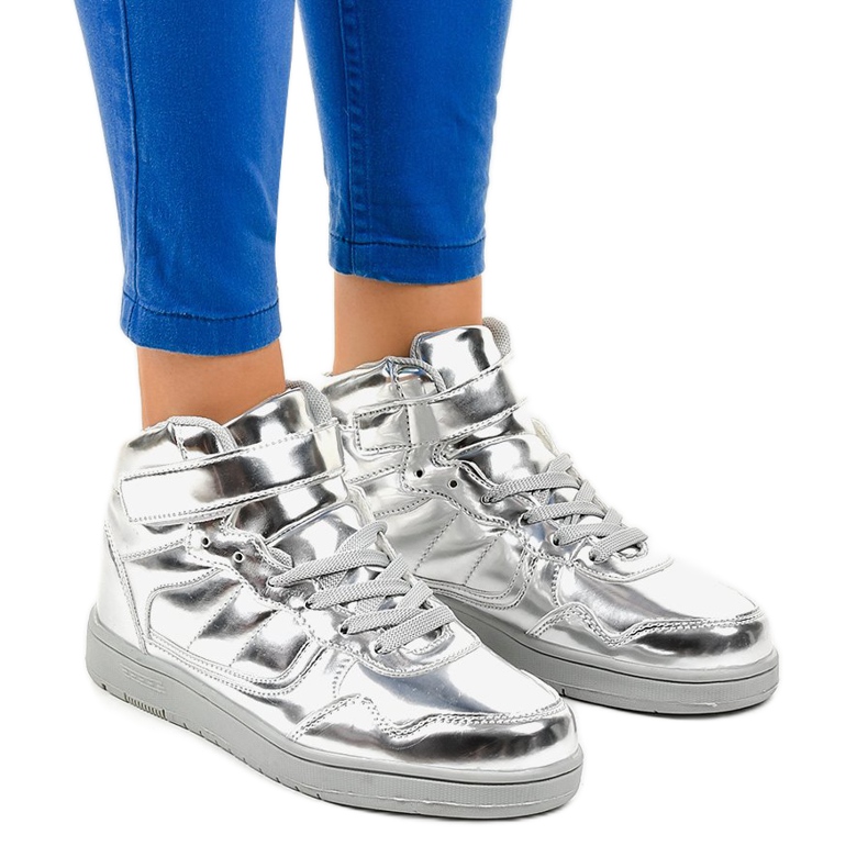 Sneakers Laccate Argento XW7082 grigio