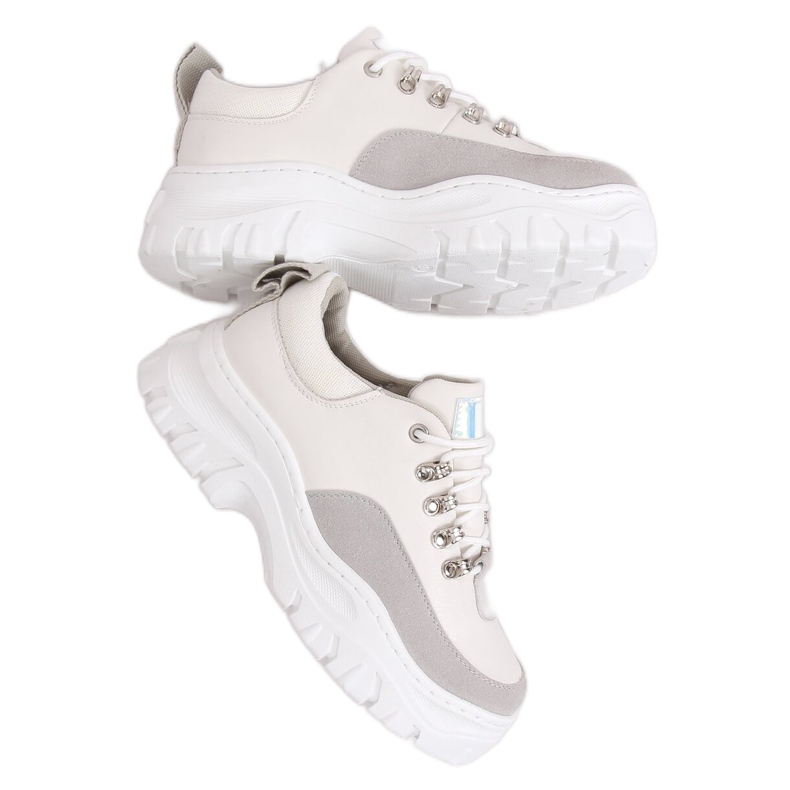 Scarpe con suola alta, bianche e grigie PF5329 Grey bianca grigio