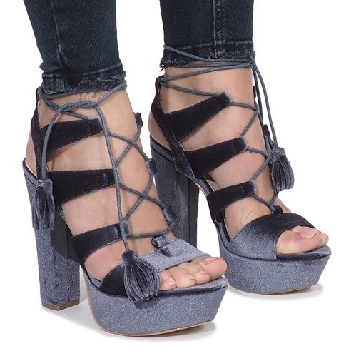 Sandali grigi su palo in velour One Love grigio