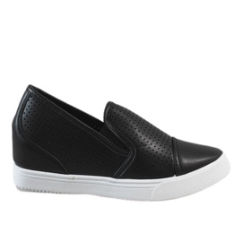 Sneakers nere con zeppa traforate DD441-1 nero