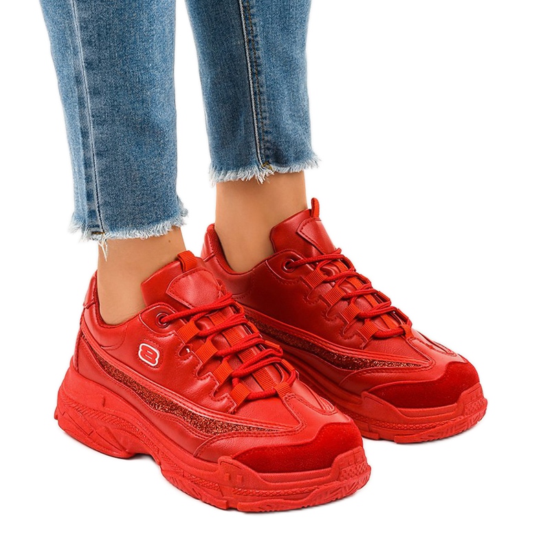 Scarpe sportive da donna alla moda rosse C3 rosso