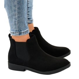 Stivali bassi in camoscio nero con elastico L08-155
