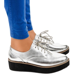 Scarpe stringate eleganti argento 2017-1 grigio