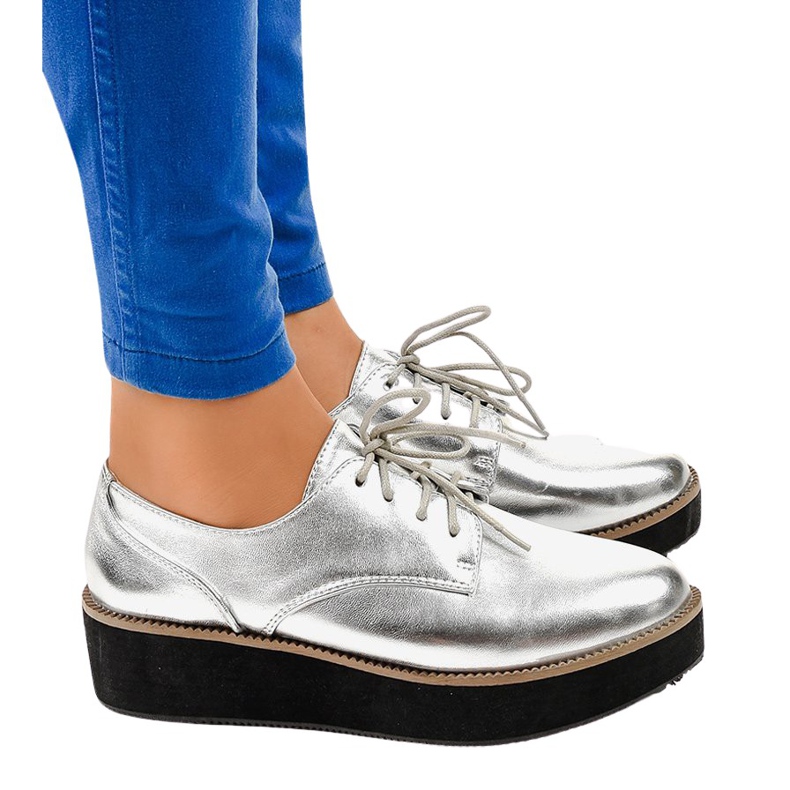 Scarpe stringate eleganti argento 2017-1 grigio