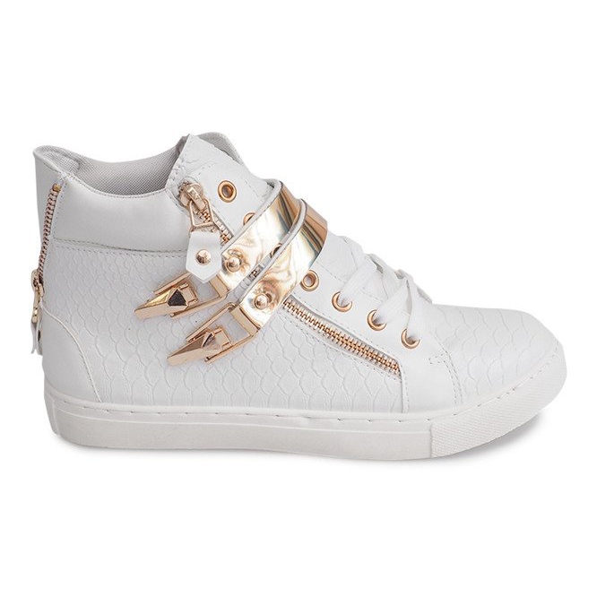 Sneakers Alte Con Cerniera 1525-2 Bianco bianca