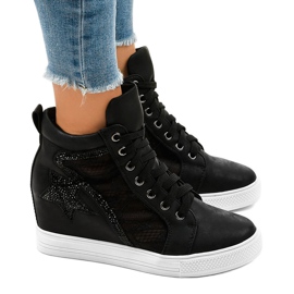 Sneakers nere con zeppe stringate JK-53 nero