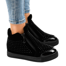 Sneakers nere con zeppa con cerniere R51-1 nero