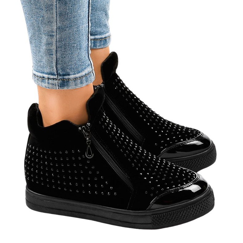 Sneakers nere con zeppa con cerniere R51-1 nero