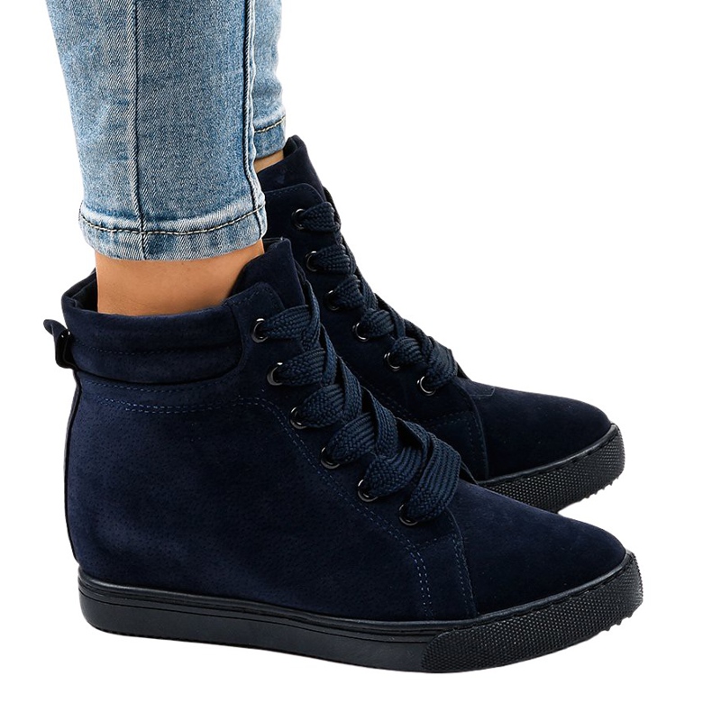 Sneakers con zeppa blu navy TL50-2