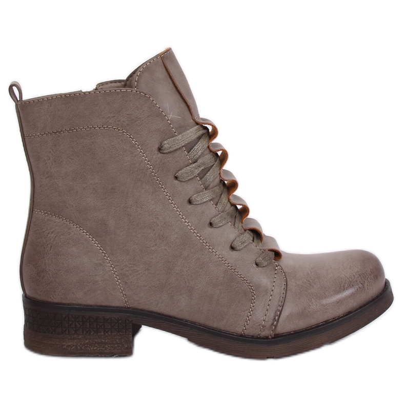 Stivaletti stringati beige F2801 Khaki