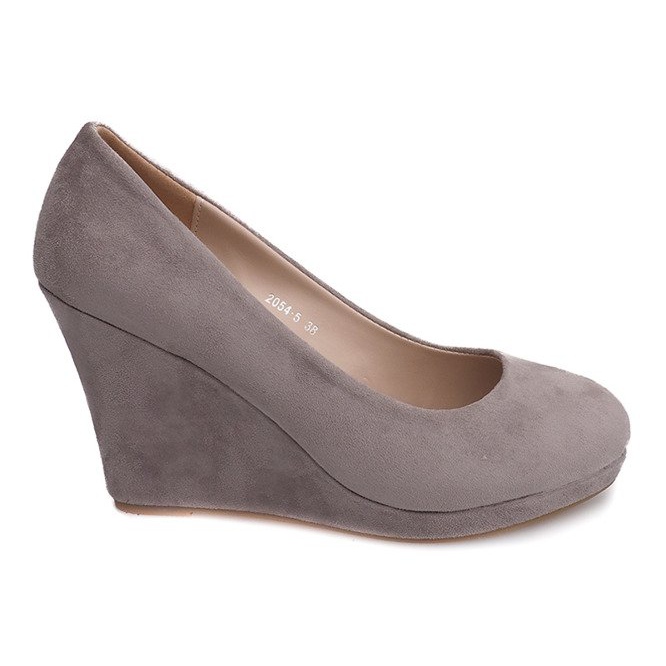 Décolleté in pelle scamosciata con zeppa 2054 grigie grigio