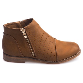 Stivali traforati con cerniera H197 Camel marrone