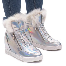 Calde scarpe da ginnastica argento R-99 grigio