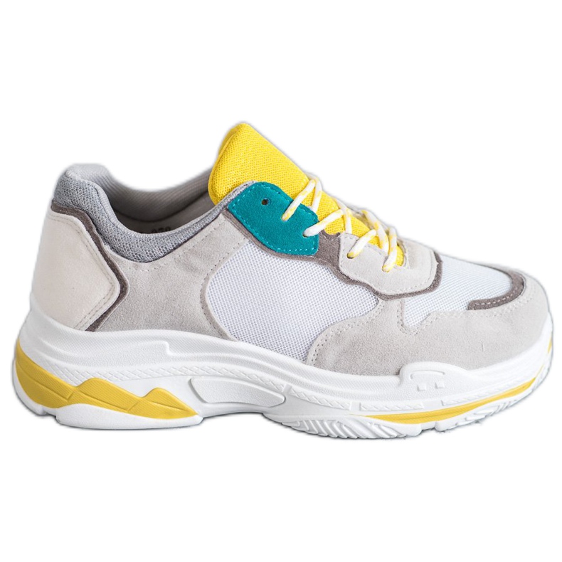 SHELOVET Scarpe sportive stringate grigio giallo