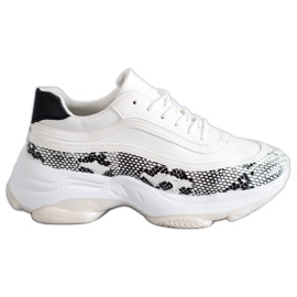 SHELOVET Sneakers con stampa serpente bianca multicolore