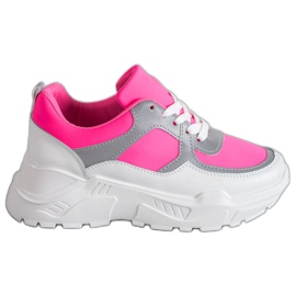 Ideal Shoes Scarpe sportive al neon bianco rosa multicolore