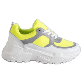 Ideal Shoes Scarpe sportive al neon bianco multicolore giallo