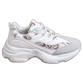 Kayla Sneakers allacciate con stampa serpente bianca