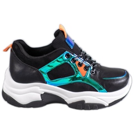 SHELOVET Scarpe sportive con effetto olografico nero