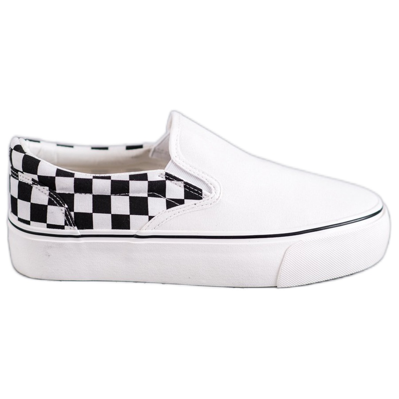 SHELOVET Slipons a scacchi bianchi bianca