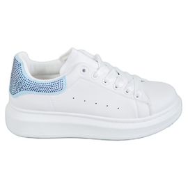 Yes Mile Scarpe sportive con cristalli bianco