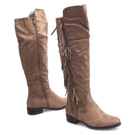 Stivali Boho in calda pelle scamosciata B13H Khaki multicolore verde