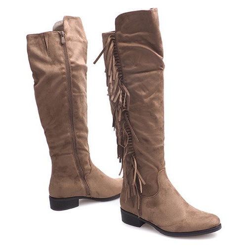 Stivali Boho in calda pelle scamosciata B13H Khaki multicolore verde