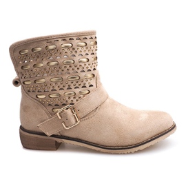 Stivali eleganti, scarpe con fibbia JN-109 Beige
