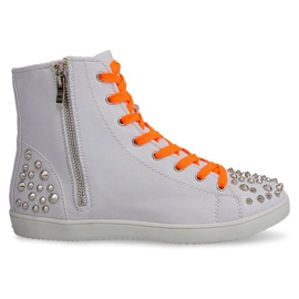 Sneakers Alte Con Borchie 6563 Bianco