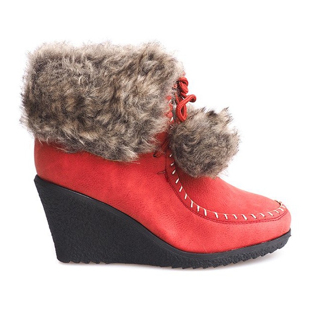 Stivali caldi con zeppa ZH227 rosso