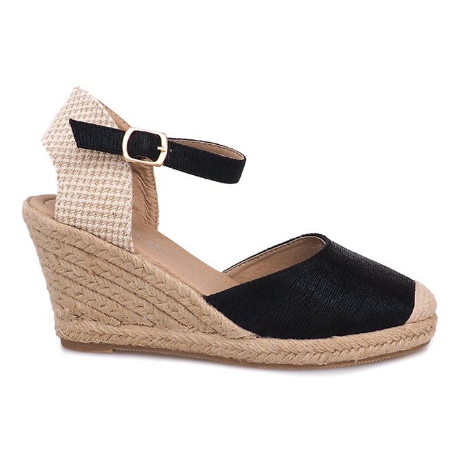 Sandali Zeppe Espadrillas Stivali A198-3 Nero