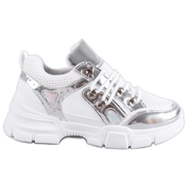 SHELOVET Scarpe sportive comode bianco grigio