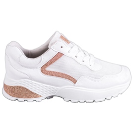 SHELOVET Scarpe sportive con glitter bianco