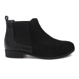 Stivaletti Scamosciati Con Elementi In Pelle 99-225 Nero