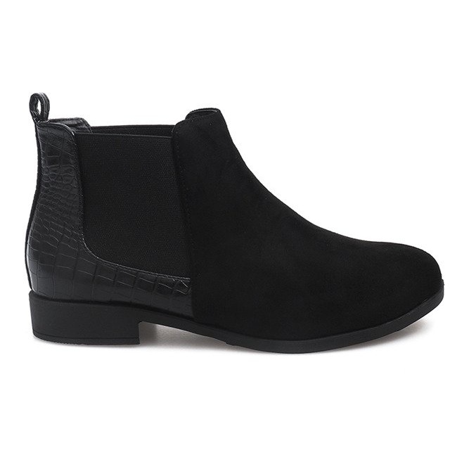 Stivaletti Scamosciati Con Elementi In Pelle 99-225 Nero