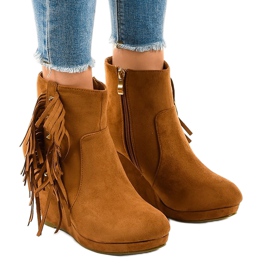 Stivaletti in camoscio cammello boho LBS2586 marrone