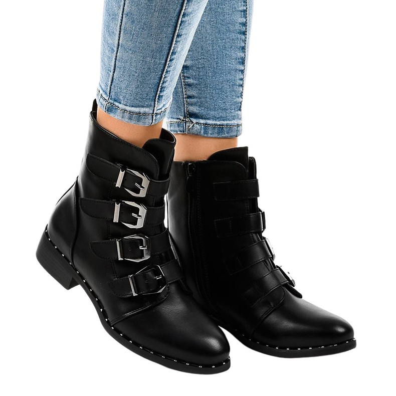 Stivali neri da donna con fibbie S120 nero