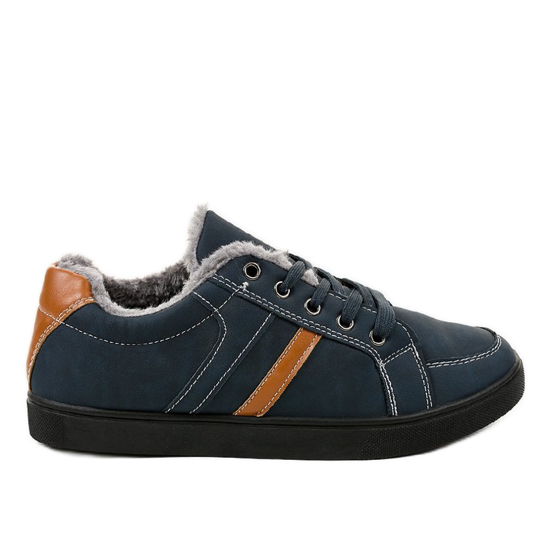 Sneakers uomo blu navy con pelliccia E756M-2