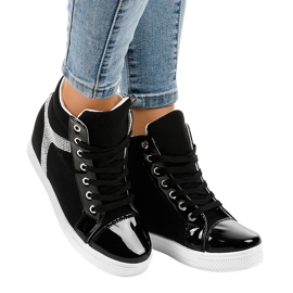 Sneakers nere con zeppa e paillettes AN2959 nero