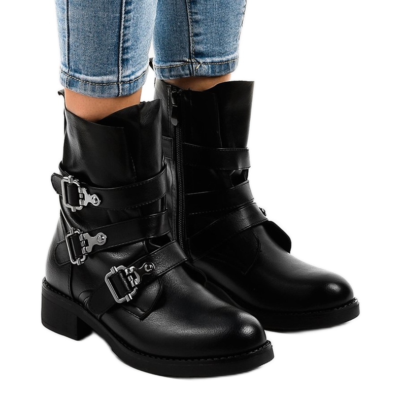 Stivali neri da donna con fibbie HQ1588 nero