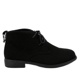 Stivaletti in camoscio nero con tacco piatto HJ99-94
