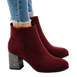 Stivali scamosciati bordeaux sul post DS00055 rosso