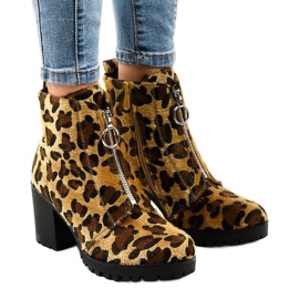 Stivali leopardati da donna con cerniera A273 multicolore