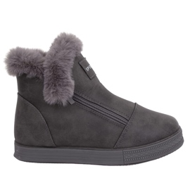 Sneakers grigie alla caviglia con pelliccia W19-29 Grey grigio