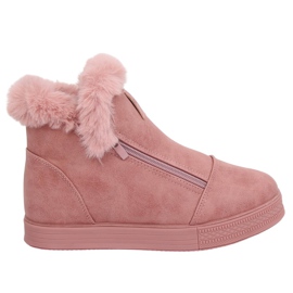 Sneakers rosa alte alla caviglia con pelliccia W19-29 Pink